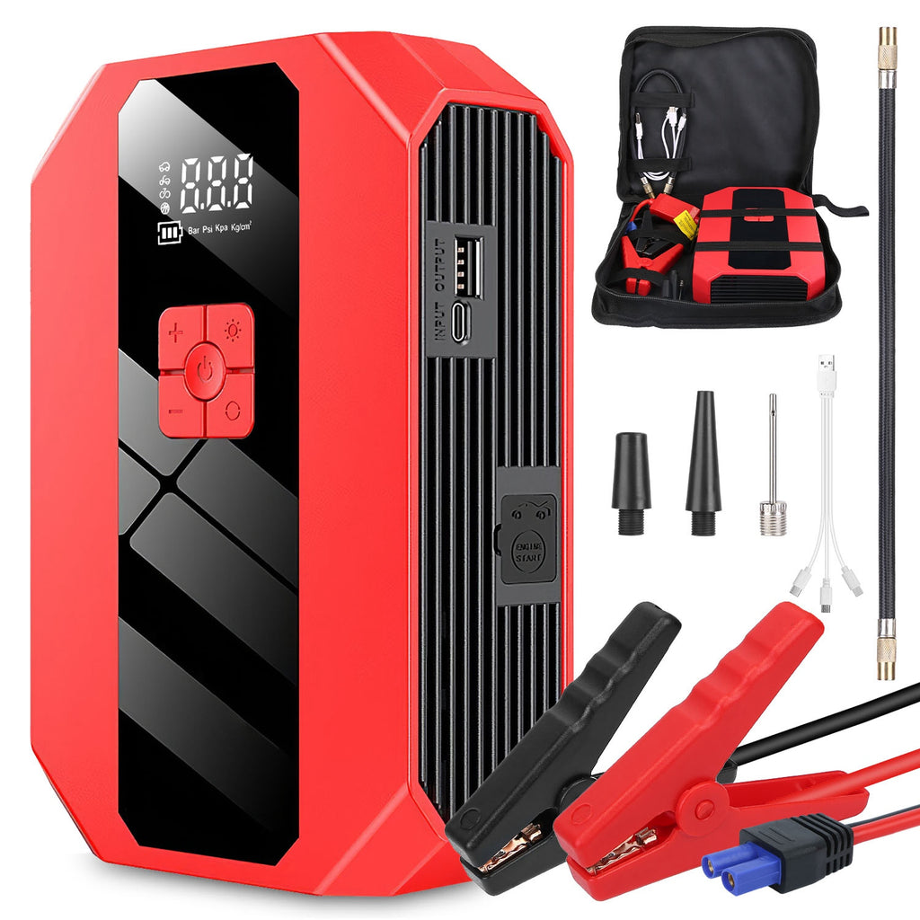 vroomtech™ 4 in 1 power bank/ compressor/ jump starter/ led flashlight- 20000 mAh.